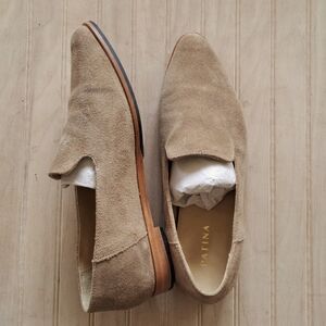 Patina Taupe Suede Leather Pointed Toe Loafers Portland Leather Goods Flats